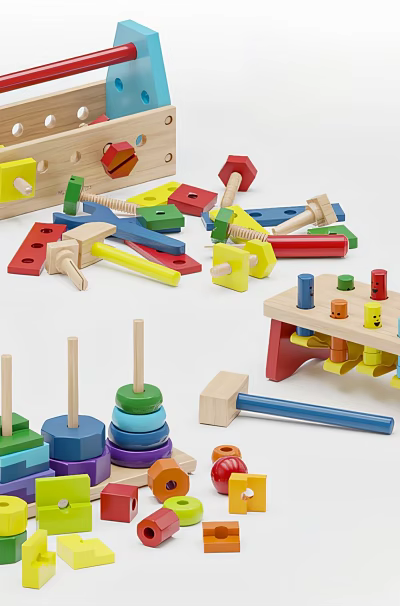 Colorful Wooden Building Blocks With Various Shapes And Kids Toy Components 3d model Colorful Wooden Building Blocks With Various Shapes And Kids Toy Components 3d model