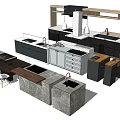 Modern Kitchen Cabinet Designs With Island Counter And Multiple Layouts 3d model