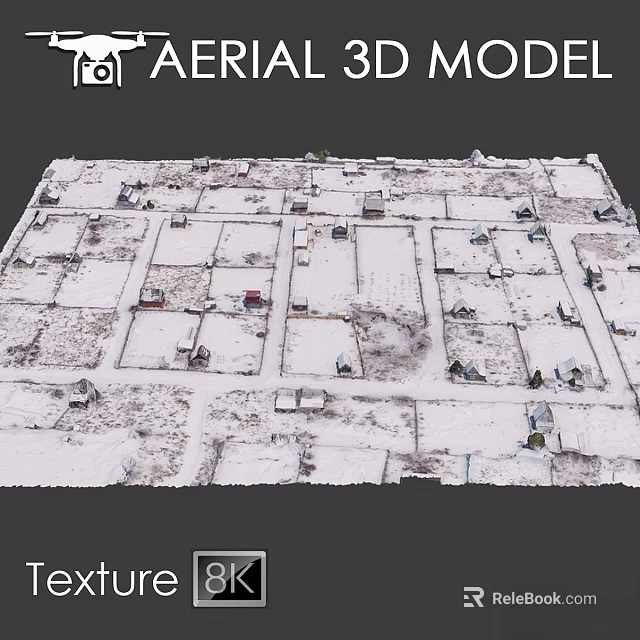 Snow Covered Ground In Residential Area With Building Layout And Winter Scene 3d model 