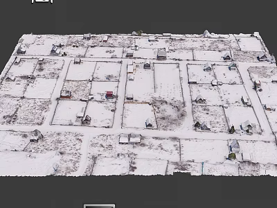 Snow Covered Ground In Residential Area With Building Layout And Winter Scene 3d model