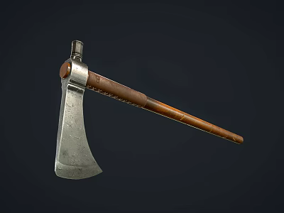 Sharp Metal Axe With Wooden Handle For Cutting And Chopping Tasks 3d model