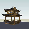 Traditional Chinese Wooden Pavilion Classic Design With Two Story Curved Eaves And Railings