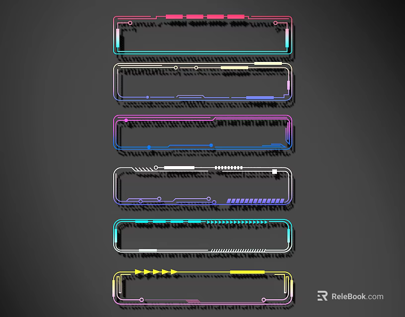 Colorful Line Frames Featuring Diverse Designs And Vibrant Hues Arranged Neatly 3d model 