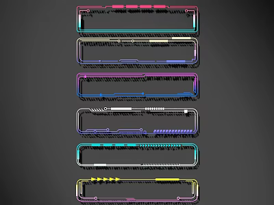 Colorful Line Frames Featuring Diverse Designs And Vibrant Hues Arranged Neatly 3d model