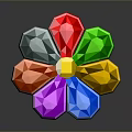 Vibrant Multicolored Polygonal Gemstone Decor Items With Flower Arrangement Design