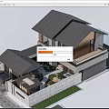Modern Two Story Detached Villa With Dark Roof Wooden Stone Exterior And Courtyard Greenery