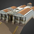 Classical European Architecture Design With Columns Steps And Ornate Golden Details