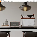 Retro Modern Tabletop Decorative Ornament Set With Radio Books Glass Vase Table Lamp And Tray