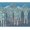 Modern Wavy Sunshade Canopy With Hollow Out Details White Support Columns And Unique Design
