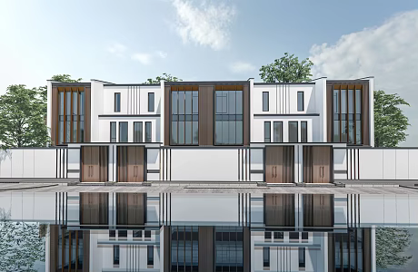 Modern townhouse double villas villa construction stacked villas villa gate courtyard gate courtyard gate head 3d model
