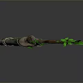 Handcrafted Wooden Bow With Green Leaves And Natural Vine Accents Design