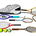 Premium Sports Equipment Including HEAD Sports Bag Multiple Tennis Rackets and Colorful Tennis Balls
