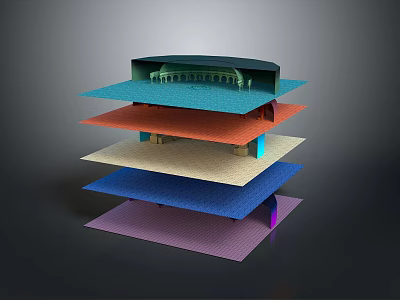 Modern Multi Layer Display Shelves With Colored Layers For Stylish Retail Product 3d model