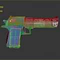 Colorful Decorative Gun With Blue Pink And Black White Checkered Design