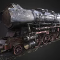 Vintage Steam Train Locomotive With Rusty Metal Details And Old Wheels