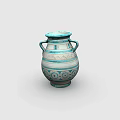 Elegant Blue and White Ceramic Vessel with Intricate Patterns and Dual Handles Classical Design