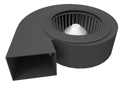 Black Mechanical Centrifugal Fan With Circular Blower And Square Outlet 3d model