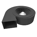 Black Mechanical Centrifugal Fan With Circular Blower And Square Outlet