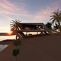 Modern Architecture Seaside Catering Architecture 3d model