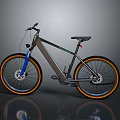 Modern Bicycle With Gray Frame Blue Fork And Orange Rimmed Tires