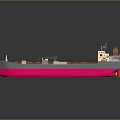 Large Pink and Gray Cargo Ship Featuring Deck Cargo Containers and Bridge