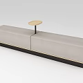 Modern Upholstered Bench With Wooden Side Table And Dark Base Design 3d model