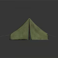 Green Canvas Camping Tent With Support Poles And Guy Ropes Setup 3d model