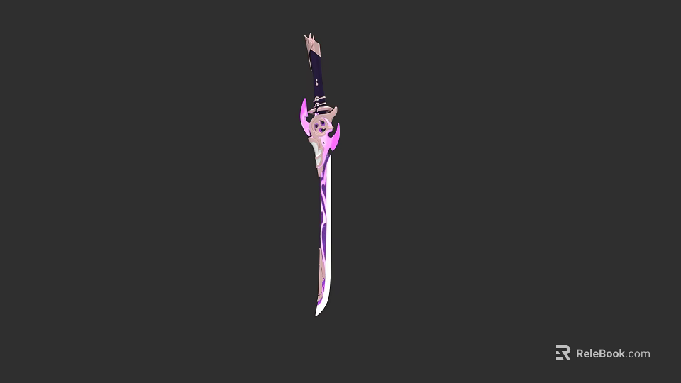 Purple And Pink Fantasy Sword With Intricate Blade Design Ornate Hilt And Decorative Details 3d model 