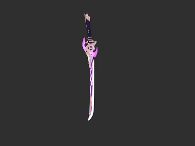 Purple And Pink Fantasy Sword With Intricate Blade Design Ornate Hilt And Decorative Details 3d model