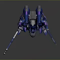 Blue And Purple Robot Game Movie Character With Mechanical Design Hammer And Sword