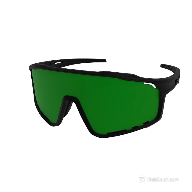 Protective Safety Goggles With Black Frame And Green Lens For Eye Protection 3d model 