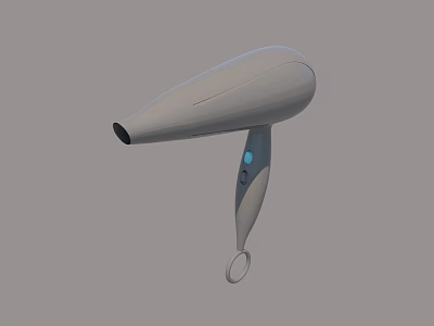 Sleek White Electric Hair Dryer With Ergonomic Handle And Blue Light 3d model