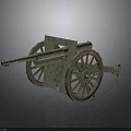 Historical Ancient Cannon With Green Barrel And Wooden Wheels Design