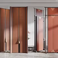 Modern Luxury Room Divider With Brown Panels And Metal Frame Design