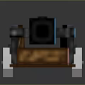 Detailed Pixel Style Cannon Model with Wooden Carriage White Wheels and Black Barrel