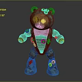 Steampunk Mechanical Bear Character With Gears Copper Verdigris And Weathered Texture 3d model