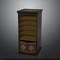 Functional Wooden Storage Cabinet with Multiple Shelves Ornate Carvings and Decorative Doors
