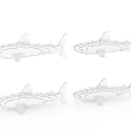 Colorful Pixel Art Shark Models With Gradient Colors And Decorative Design 3d model