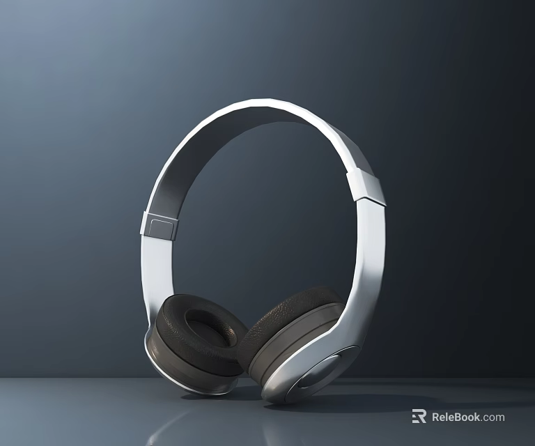 Sleek Modern Silver Over Ear Headphones Featuring Black Ear Cushions On Gray Background 3d model 