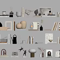 Stylish Modern Decorative Ornament Set With Table Lamps Vases Books Sculptures And Photo Frames