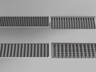 Various Industrial Metal Structural Components With Grille And Striped Designs 3d model