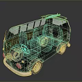 minibus minivan driverless bus school bus van box car 3d model