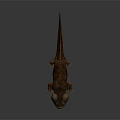 Realistic 3D Model Of Red Brown Salamander Like Creature With Sharp Teeth And Prominent Eyes