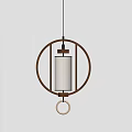 Modern Minimalist Wooden Circular Pendant Light Featuring Cylindrical Lampshade And Warm Glow