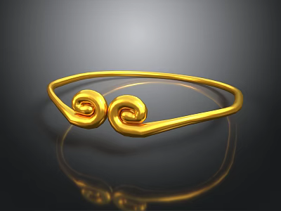 Elegant Gold Fashion Ring With Double Spiral Decorative Design For Accessories 3d model