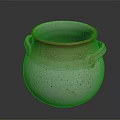 Decorative Ceramic Vase With Two Handles White Pink Green Gradient Speckled Surface 3d model