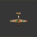 Orange Green Camouflage Passenger Plane With Propeller And Wing Symbols Design