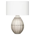 Modern Stylish Table Lamp With White Lampshade And Striped Textured Base 3d model