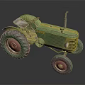 Vintage Green and Yellow Tractor Model With Classic Design and Large Wheels