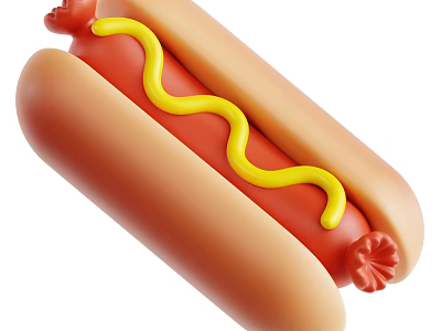 Delicious Hot Dog With Soft Bun Sausage Ketchup And Mustard 3d model